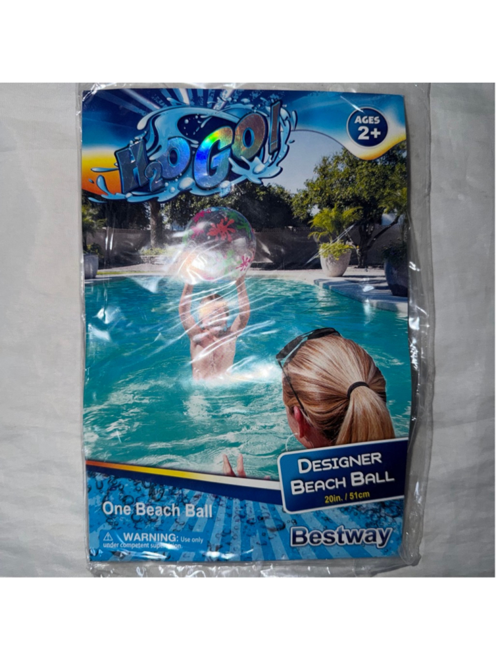 NOS 2018 Bestway H2O Go Designer Beach Ball 20” Clear Paint Splatter Design
